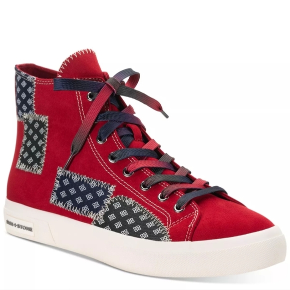Sun + Stone Shoes - Sun + Stone Womens' Mesa Red Patchwork Platform Sneakers Size 8 M